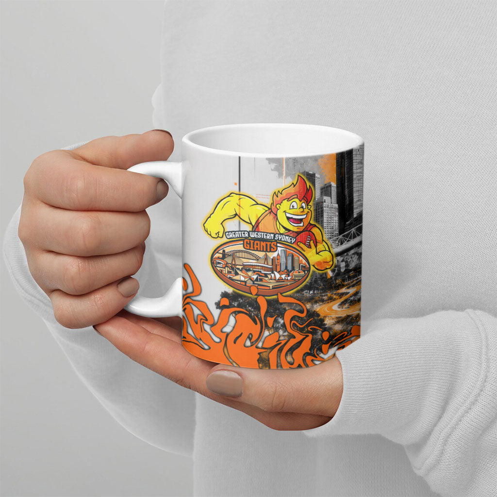 Personalised Greater Western Sydney Giants City Of Football Team Ceramic Mug Sydney City Skyline Illustration Sport Fan