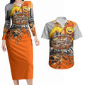 Personalised Greater Western Sydney Giants City Of Football Team Couples Matching Long Sleeve Bodycon Dress and Hawaiian Shirt Sydney City Skyline Illustration Sport Fan