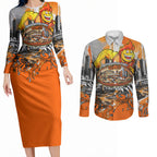 Personalised Greater Western Sydney Giants City Of Football Team Couples Matching Long Sleeve Bodycon Dress and Long Sleeve Button Shirt Sydney City Skyline Illustration Sport Fan
