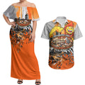 Personalised Greater Western Sydney Giants City Of Football Team Couples Matching Off Shoulder Maxi Dress and Hawaiian Shirt Sydney City Skyline Illustration Sport Fan