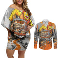 Personalised Greater Western Sydney Giants City Of Football Team Couples Matching Off Shoulder Short Dress and Long Sleeve Button Shirt Sydney City Skyline Illustration Sport Fan
