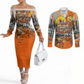 Personalised Greater Western Sydney Giants City Of Football Team Couples Matching Off The Shoulder Long Sleeve Dress and Long Sleeve Button Shirt Sydney City Skyline Illustration Sport Fan