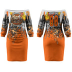 Personalised Greater Western Sydney Giants City Of Football Team Couples Matching Off The Shoulder Long Sleeve Dress and Long Sleeve Button Shirt Sydney City Skyline Illustration Sport Fan