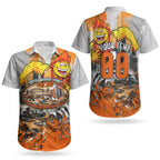 Personalised Greater Western Sydney Giants City Of Football Team Couples Matching Short Sleeve Bodycon Dress and Hawaiian Shirt Sydney City Skyline Illustration Sport Fan