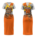 Personalised Greater Western Sydney Giants City Of Football Team Couples Matching Short Sleeve Bodycon Dress and Hawaiian Shirt Sydney City Skyline Illustration Sport Fan