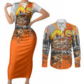 Personalised Greater Western Sydney Giants City Of Football Team Couples Matching Short Sleeve Bodycon Dress and Long Sleeve Button Shirt Sydney City Skyline Illustration Sport Fan