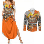 Personalised Greater Western Sydney Giants City Of Football Team Couples Matching Summer Maxi Dress and Long Sleeve Button Shirt Sydney City Skyline Illustration Sport Fan
