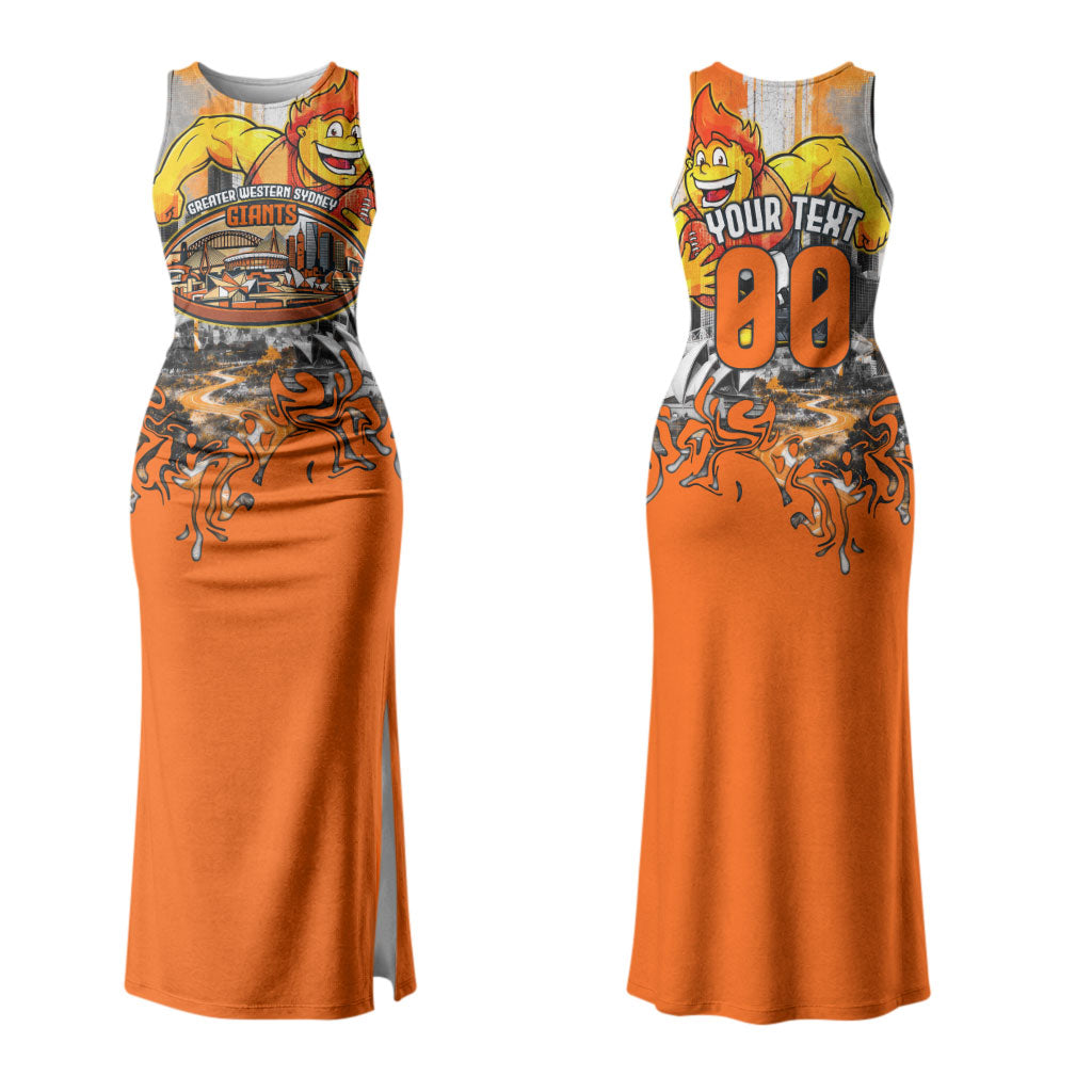 Personalised Greater Western Sydney Giants City Of Football Team Couples Matching Tank Maxi Dress and Long Sleeve Button Shirt Sydney City Skyline Illustration Sport Fan
