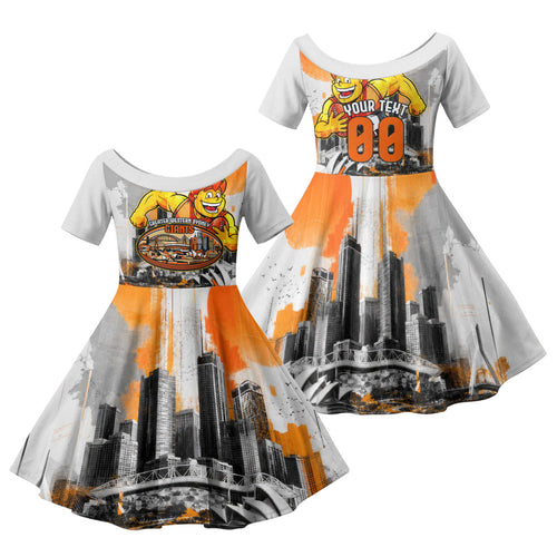 Personalised Greater Western Sydney Giants City Of Football Team Family Matching Off Shoulder Maxi Dress and Hawaiian Shirt Sydney City Skyline Illustration Sport Fan