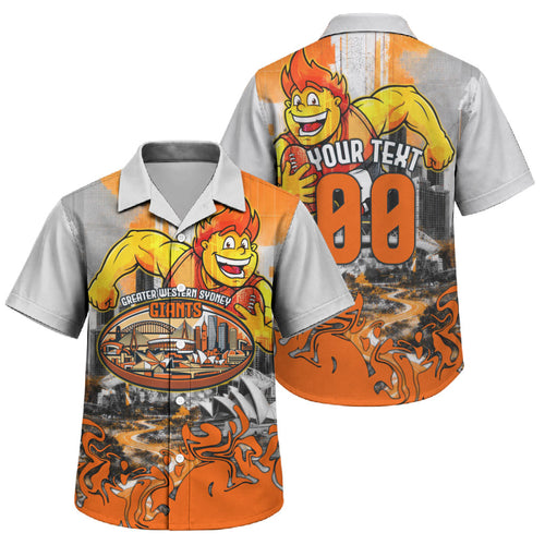 Personalised Greater Western Sydney Giants City Of Football Team Family Matching Tank Maxi Dress and Hawaiian Shirt Sydney City Skyline Illustration Sport Fan
