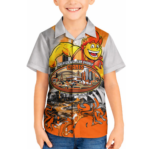 Personalised Greater Western Sydney Giants City Of Football Team Hawaiian Shirt Sydney City Skyline Illustration Sport Fan