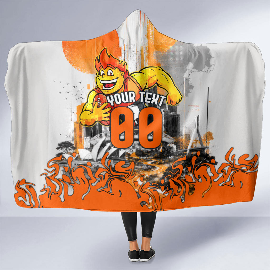 Personalised Greater Western Sydney Giants City Of Football Team Hooded Blanket Sydney City Skyline Illustration Sport Fan