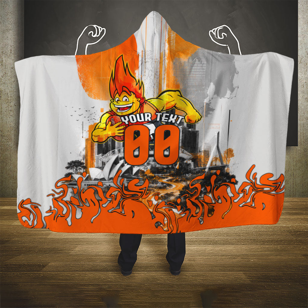 Personalised Greater Western Sydney Giants City Of Football Team Hooded Blanket Sydney City Skyline Illustration Sport Fan