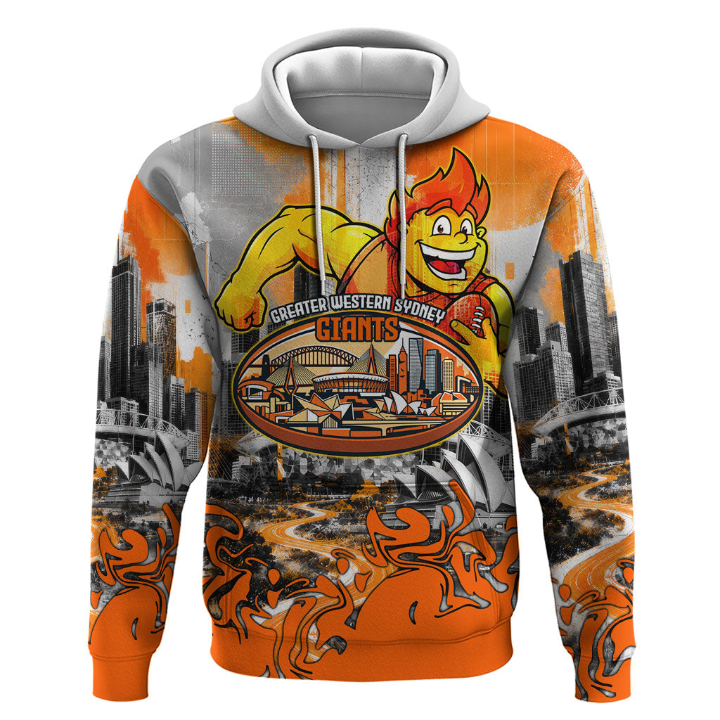 Personalised Greater Western Sydney Giants City Of Football Team Hoodie Sydney City Skyline Illustration Sport Fan