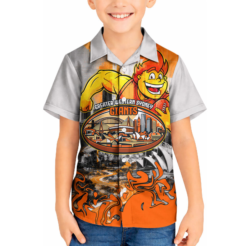 Personalised Greater Western Sydney Giants City Of Football Team Kid Hawaiian Shirt Sydney City Skyline Illustration Sport Fan