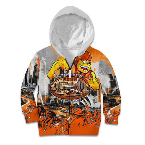 Personalised Greater Western Sydney Giants City Of Football Team Kid Hoodie Sydney City Skyline Illustration Sport Fan