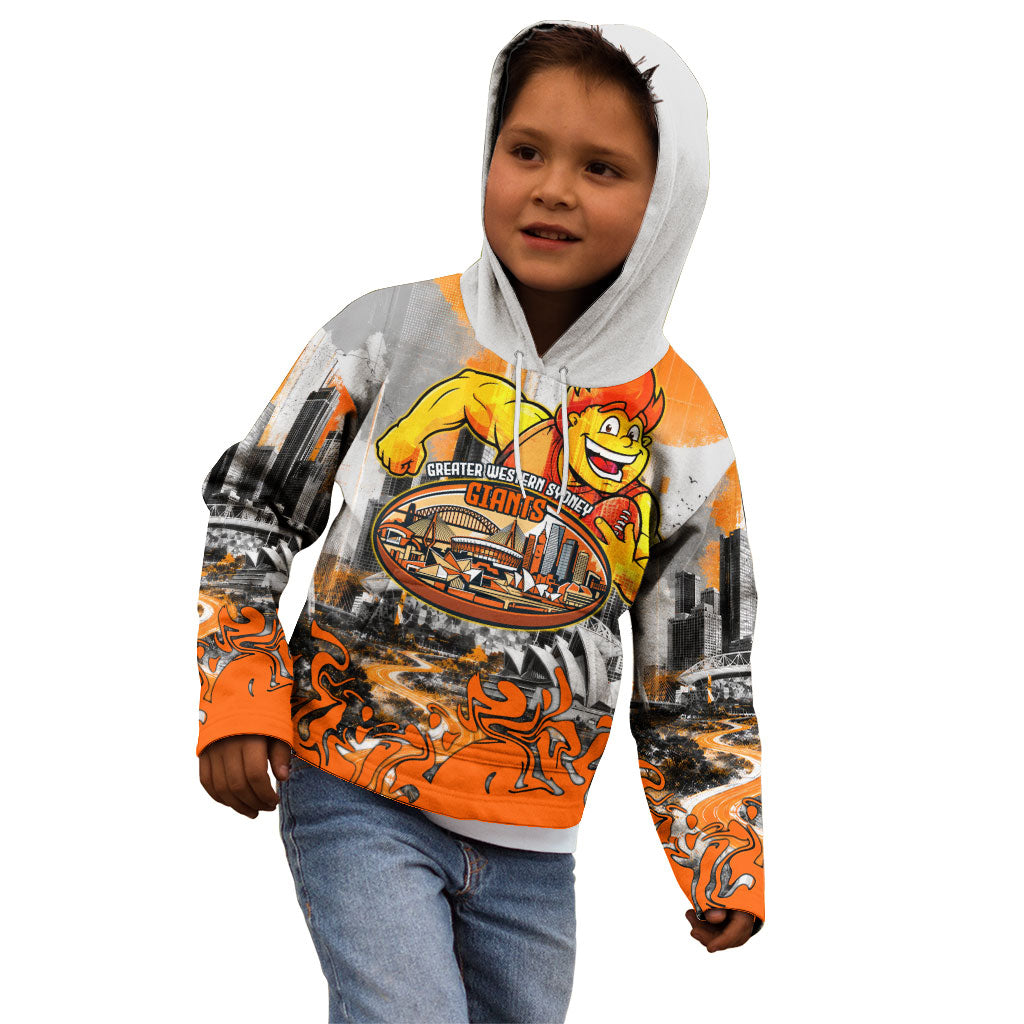 Personalised Greater Western Sydney Giants City Of Football Team Kid Hoodie Sydney City Skyline Illustration Sport Fan