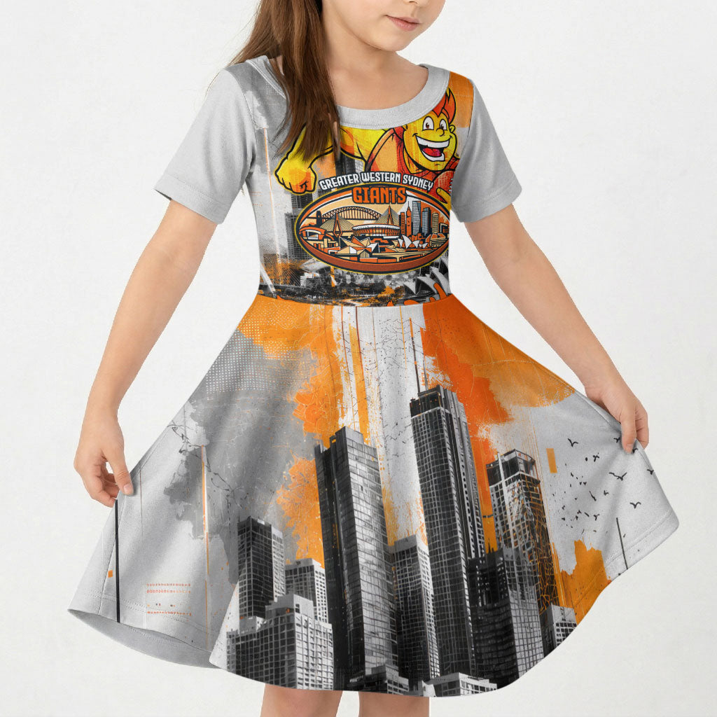 Personalised Greater Western Sydney Giants City Of Football Team Kid Short Sleeve Dress Sydney City Skyline Illustration Sport Fan