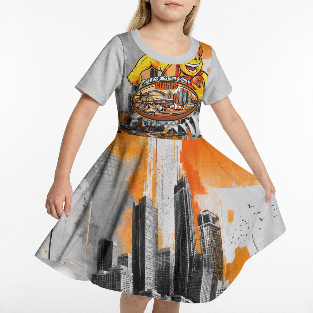 Personalised Greater Western Sydney Giants City Of Football Team Kid Short Sleeve Dress Sydney City Skyline Illustration Sport Fan