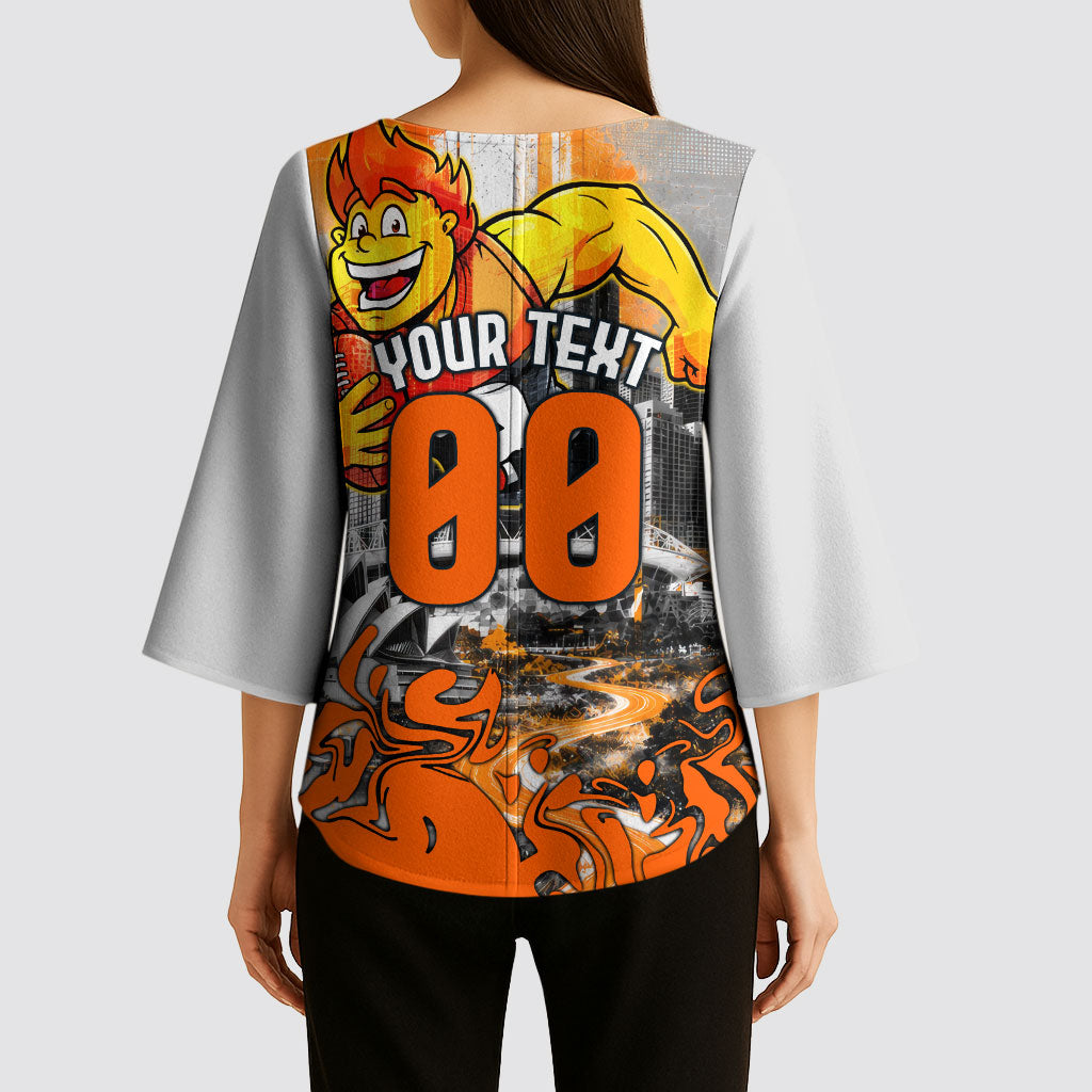 Personalised Greater Western Sydney Giants City Of Football Team Kimono Sleeve Blouse Sydney City Skyline Illustration Sport Fan