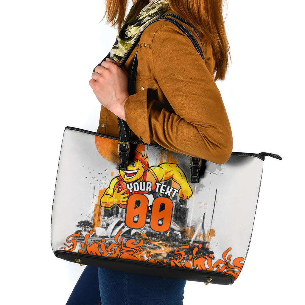 Personalised Greater Western Sydney Giants City Of Football Team Leather Tote Bag Sydney City Skyline Illustration Sport Fan