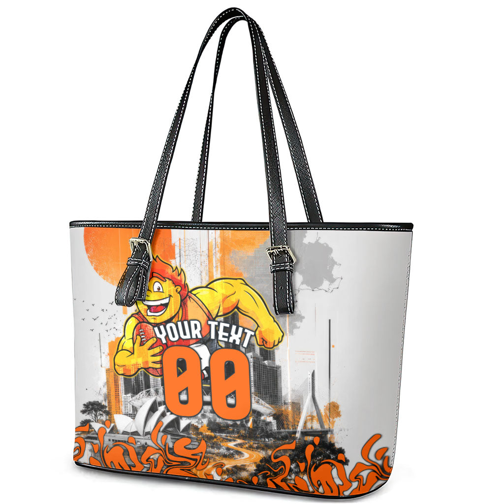 Personalised Greater Western Sydney Giants City Of Football Team Leather Tote Bag Sydney City Skyline Illustration Sport Fan