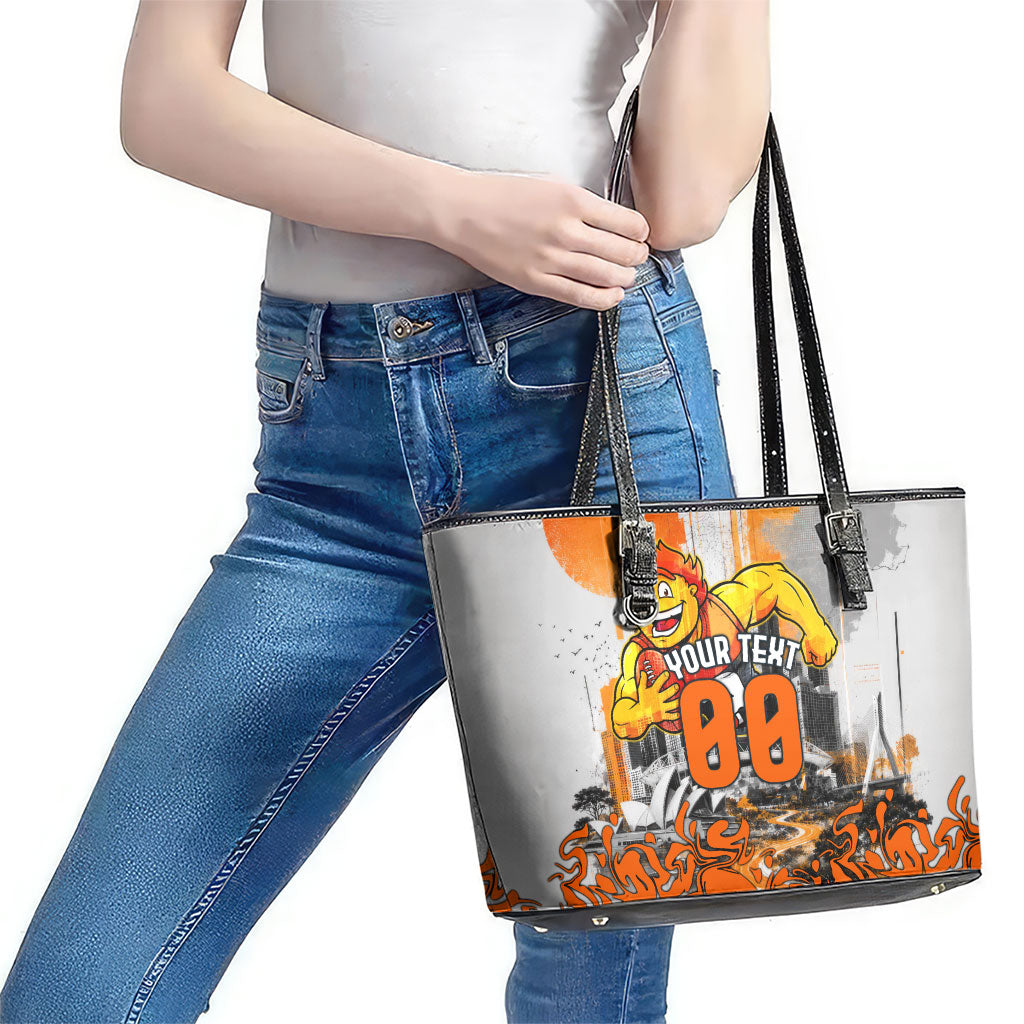 Personalised Greater Western Sydney Giants City Of Football Team Leather Tote Bag Sydney City Skyline Illustration Sport Fan
