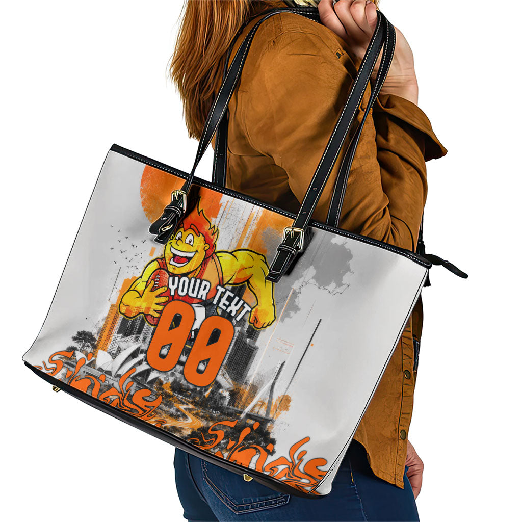 Personalised Greater Western Sydney Giants City Of Football Team Leather Tote Bag Sydney City Skyline Illustration Sport Fan