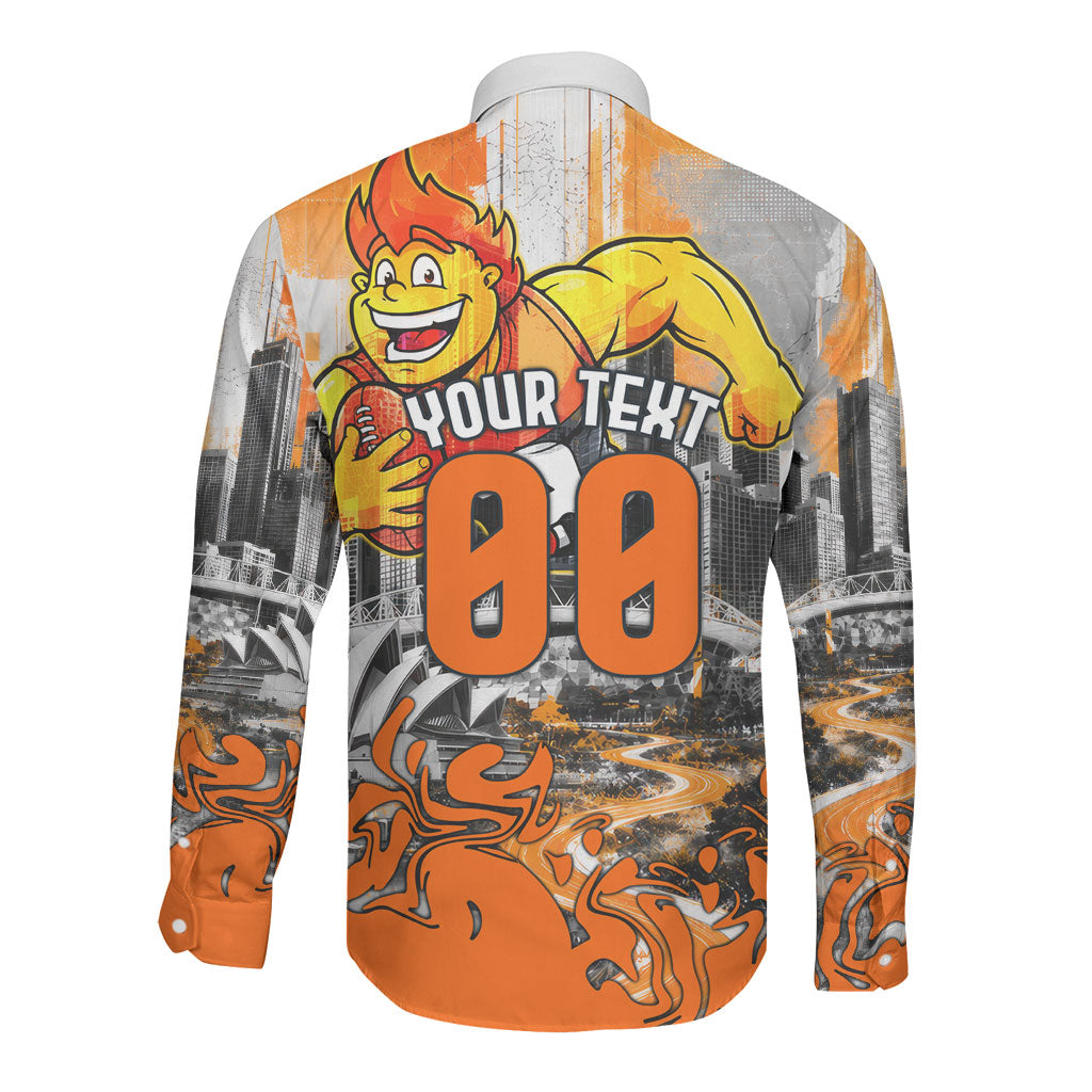 Personalised Greater Western Sydney Giants City Of Football Team Long Sleeve Button Shirt Sydney City Skyline Illustration Sport Fan