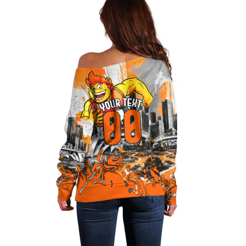Personalised Greater Western Sydney Giants City Of Football Team Off Shoulder Sweater Sydney City Skyline Illustration Sport Fan