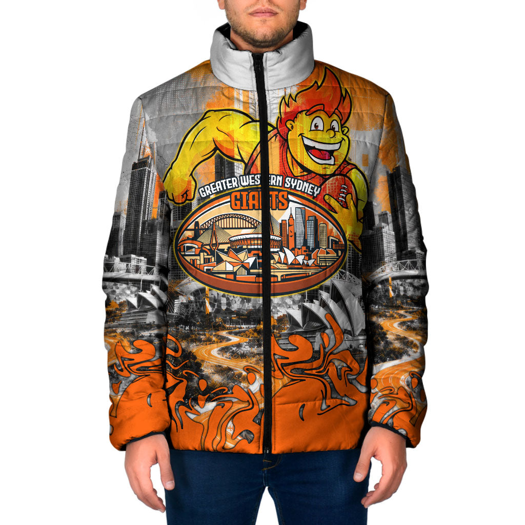 Personalised Greater Western Sydney Giants City Of Football Team Padded Jacket Sydney City Skyline Illustration Sport Fan