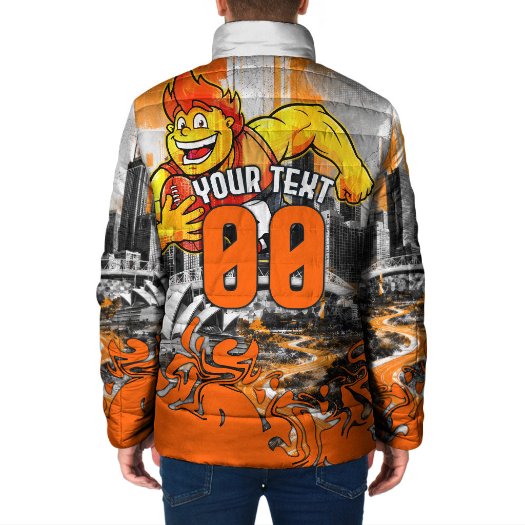 Personalised Greater Western Sydney Giants City Of Football Team Padded Jacket Sydney City Skyline Illustration Sport Fan