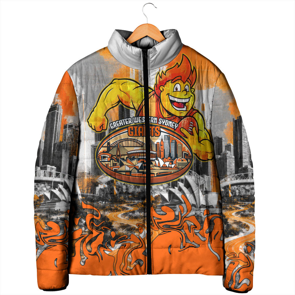 Personalised Greater Western Sydney Giants City Of Football Team Padded Jacket Sydney City Skyline Illustration Sport Fan