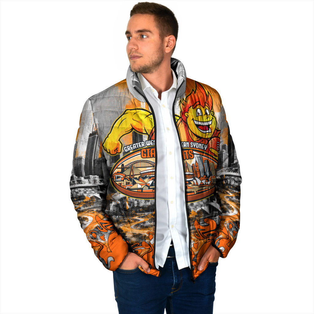 Personalised Greater Western Sydney Giants City Of Football Team Padded Jacket Sydney City Skyline Illustration Sport Fan