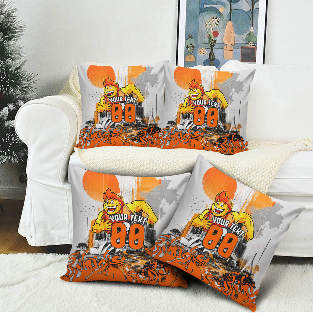 Personalised Greater Western Sydney Giants City Of Football Team Pillow Cover Sydney City Skyline Illustration Sport Fan