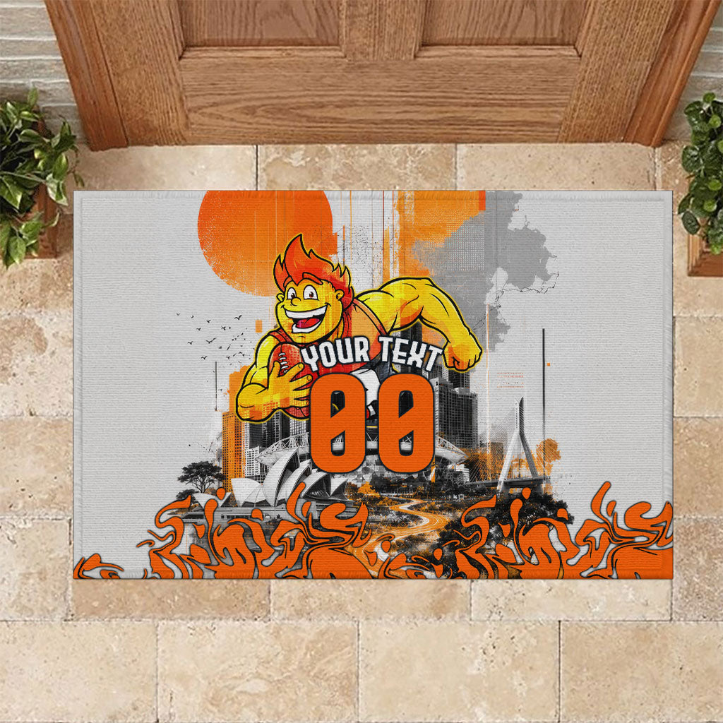 Personalised Greater Western Sydney Giants City Of Football Team Rubber Doormat Sydney City Skyline Illustration Sport Fan