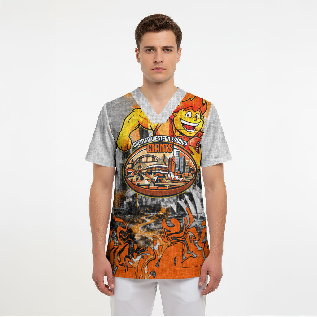 Personalised Greater Western Sydney Giants City Of Football Team Scrub Top Sydney City Skyline Illustration Sport Fan