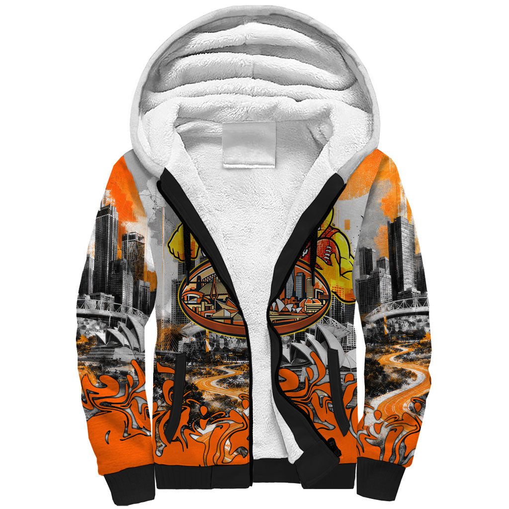 Personalised Greater Western Sydney Giants City Of Football Team Sherpa Hoodie Sydney City Skyline Illustration Sport Fan