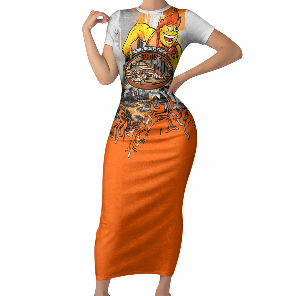 Personalised Greater Western Sydney Giants City Of Football Team Short Sleeve Bodycon Dress Sydney City Skyline Illustration Sport Fan