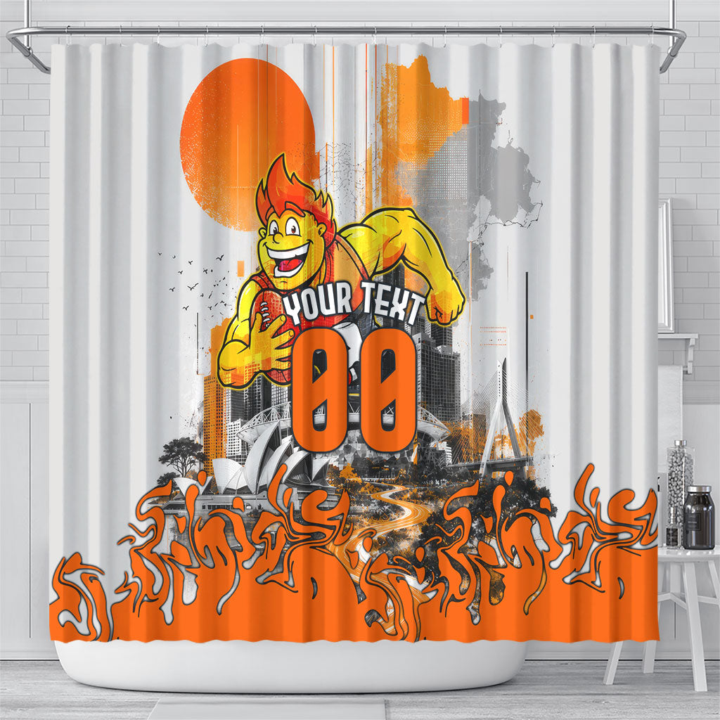 Personalised Greater Western Sydney Giants City Of Football Team Shower Curtain Sydney City Skyline Illustration Sport Fan