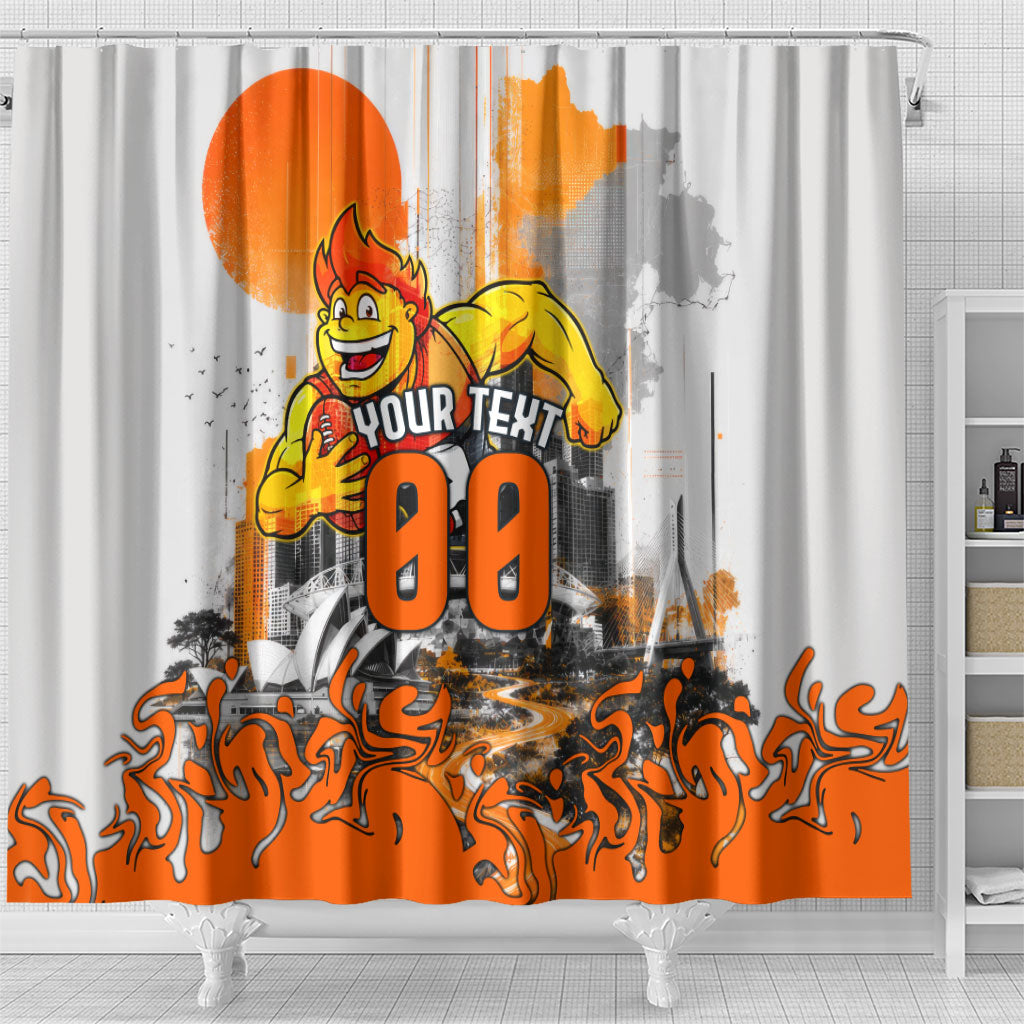 Personalised Greater Western Sydney Giants City Of Football Team Shower Curtain Sydney City Skyline Illustration Sport Fan