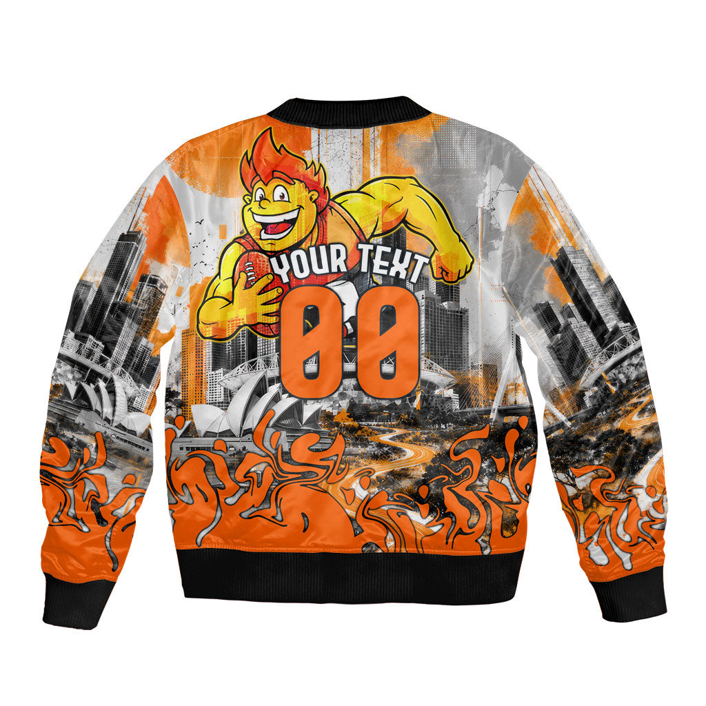 Personalised Greater Western Sydney Giants City Of Football Team Sleeve Zip Bomber Jacket Sydney City Skyline Illustration Sport Fan