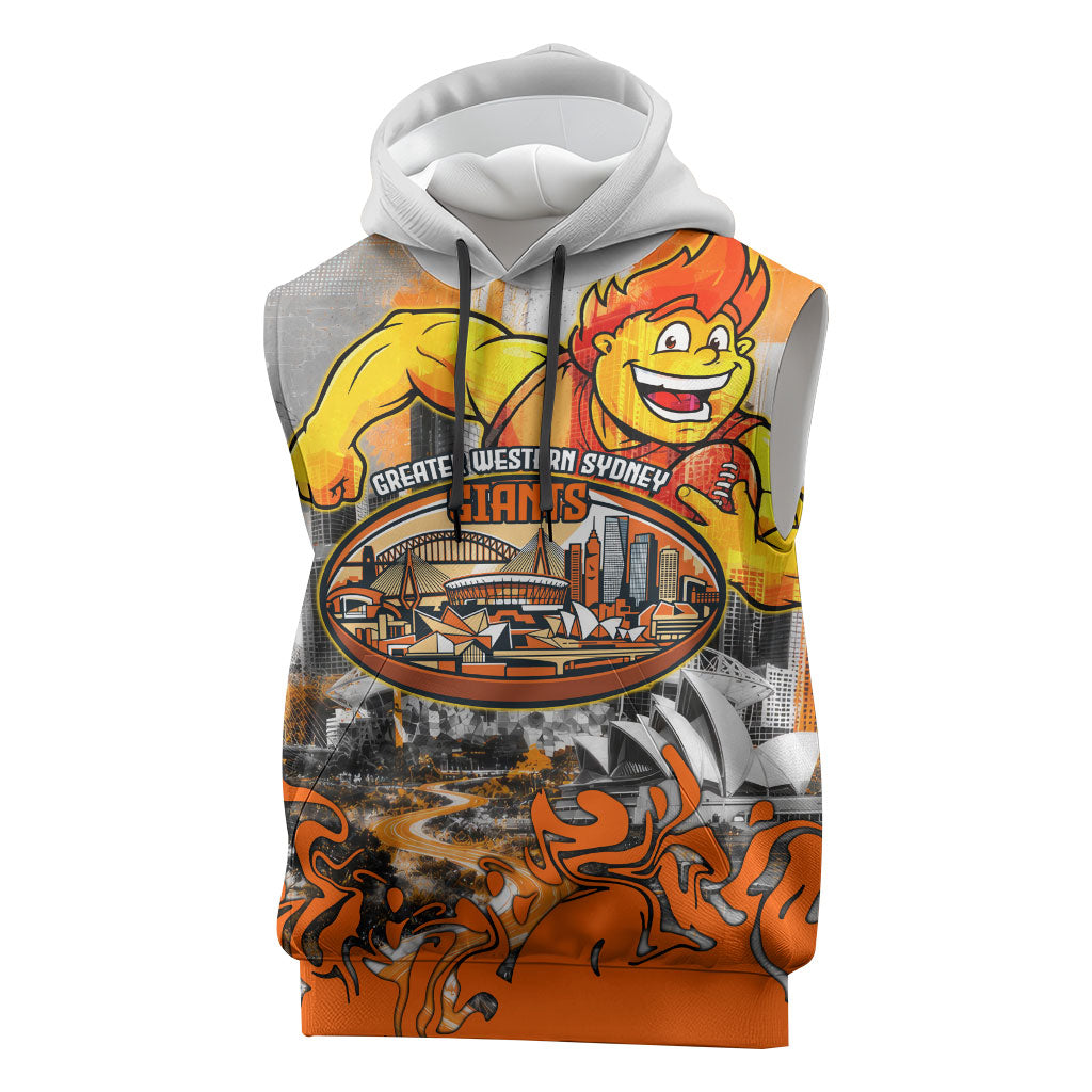Personalised Greater Western Sydney Giants City Of Football Team Sleeveless Hoodie Sydney City Skyline Illustration Sport Fan