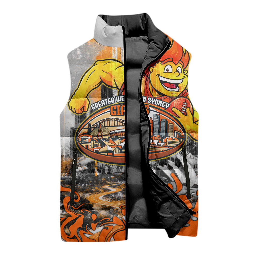 Personalised Greater Western Sydney Giants City Of Football Team Sleeveless Puffer Jacket Sydney City Skyline Illustration Sport Fan