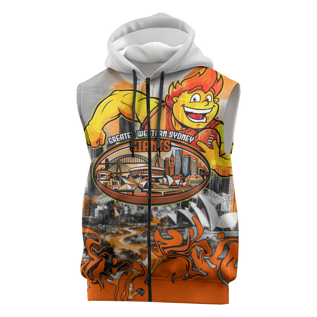 Personalised Greater Western Sydney Giants City Of Football Team Sleeveless Zip Hoodie Sydney City Skyline Illustration Sport Fan