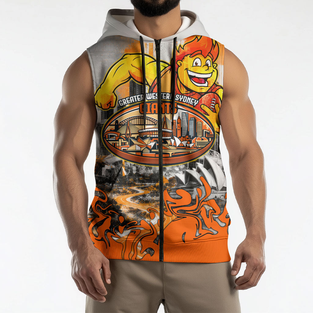Personalised Greater Western Sydney Giants City Of Football Team Sleeveless Zip Hoodie Sydney City Skyline Illustration Sport Fan
