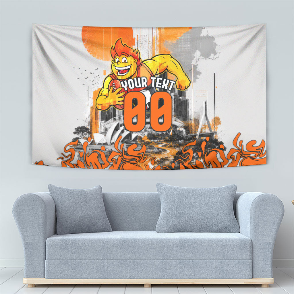 Personalised Greater Western Sydney Giants City Of Football Team Tapestry Sydney City Skyline Illustration Sport Fan