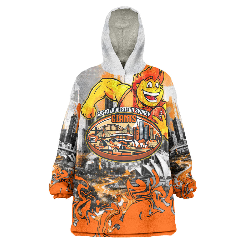 Personalised Greater Western Sydney Giants City Of Football Team Wearable Blanket Hoodie Sydney City Skyline Illustration Sport Fan