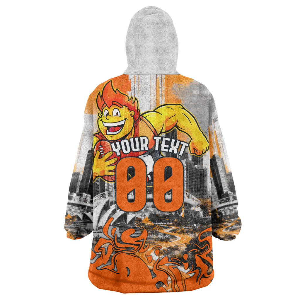 Personalised Greater Western Sydney Giants City Of Football Team Wearable Blanket Hoodie Sydney City Skyline Illustration Sport Fan
