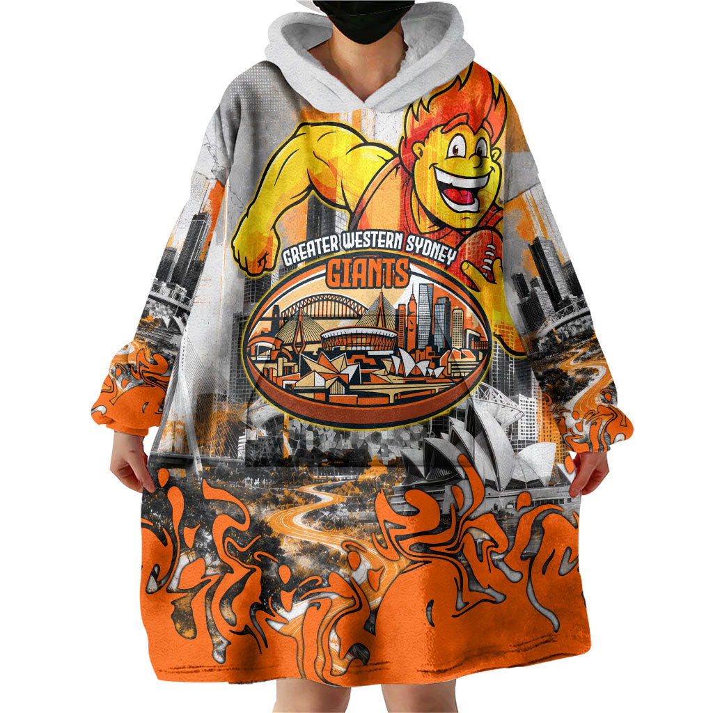Personalised Greater Western Sydney Giants City Of Football Team Wearable Blanket Hoodie Sydney City Skyline Illustration Sport Fan
